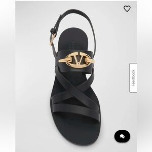 Valentino V-logo black leather sandals, 37